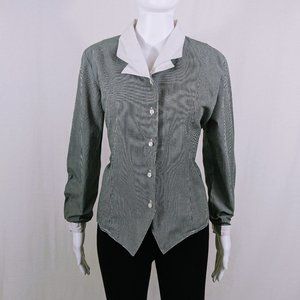 Vintage Christie & Jill Black & White Check Button Down Top Size 8